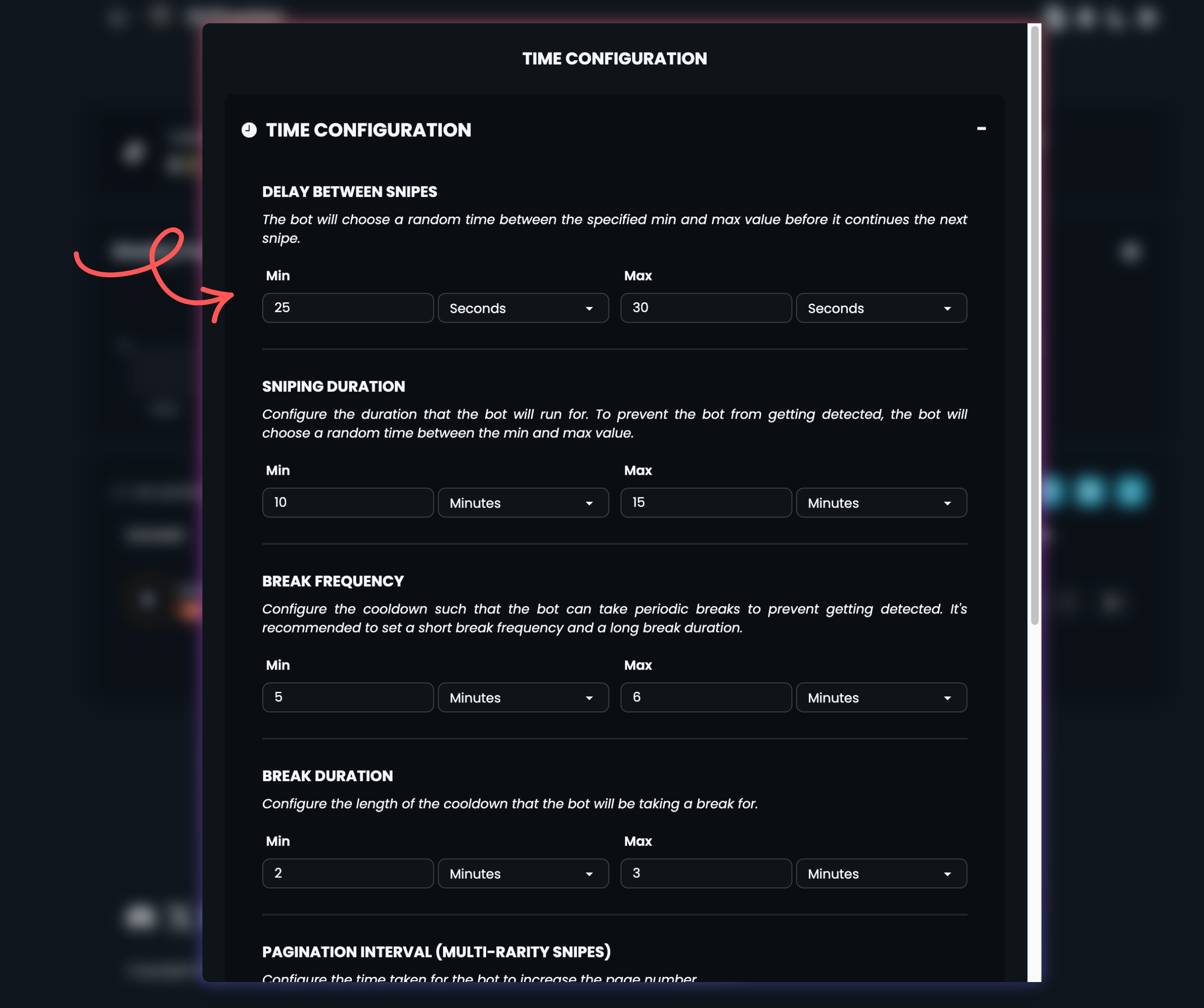 EA Sports FC 59th minute sniping time configuration